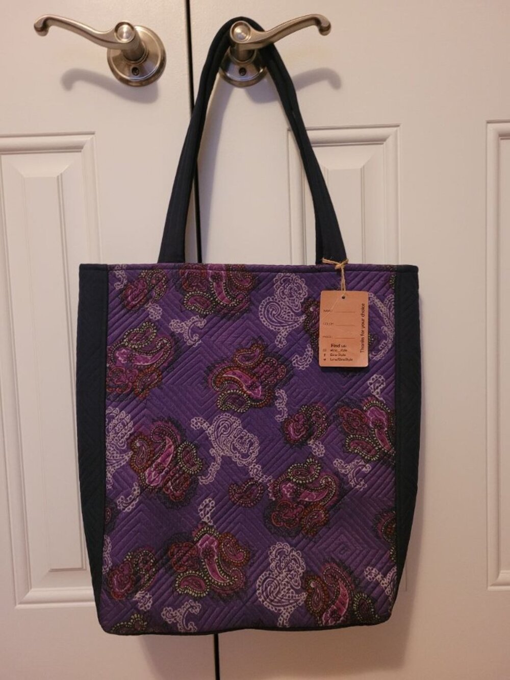 Purple Quilted Paisley Tote Bag – Lightweight & Stylish